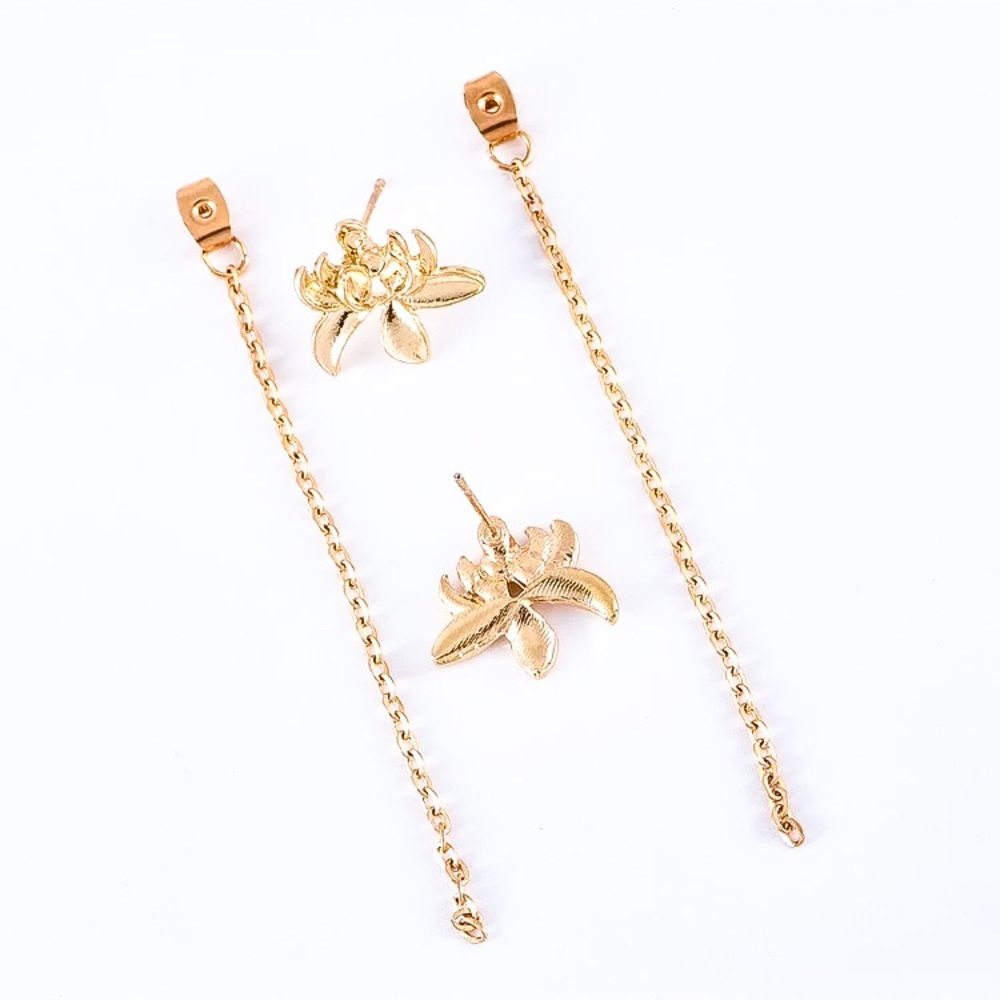 🔴5/$15🔴CLEARANCE Long Lotus Jacket Earrings NEW - Picture 5 of 8